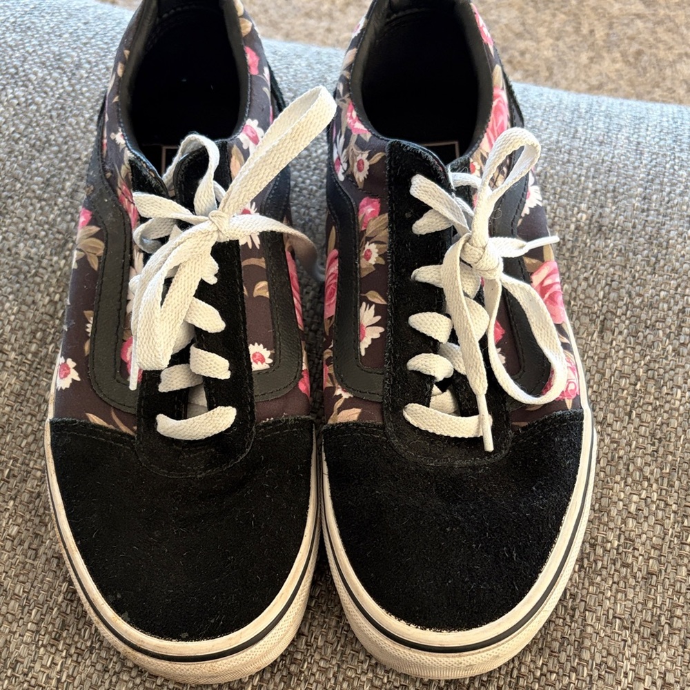 Vans Black Floral Athletic Shoes